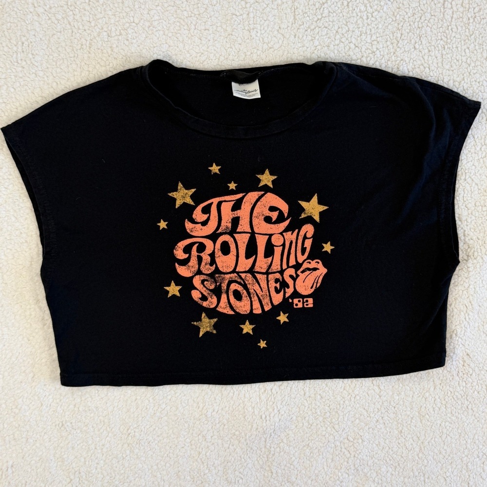 Rolling Stones Graphic Tee Womens S Black Excellent Crop Top
